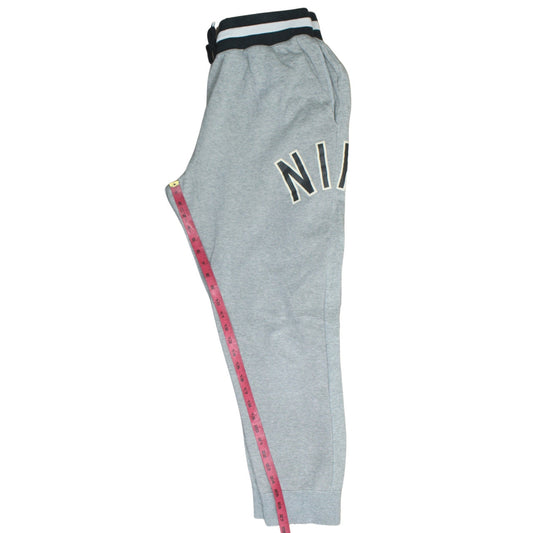 Nike Men Grey Sweatpants L Regular Fit Elastic Waist Tapered Fleece