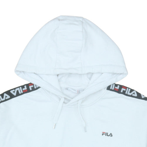 Additional view of Fila Men White Hoodie Medium Pullover Logo Trim Casual Style