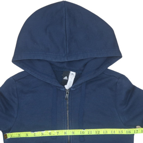 Adidas Women's Navy Blue Full Zip Hoodie Size S 8-10 Cotton Blend