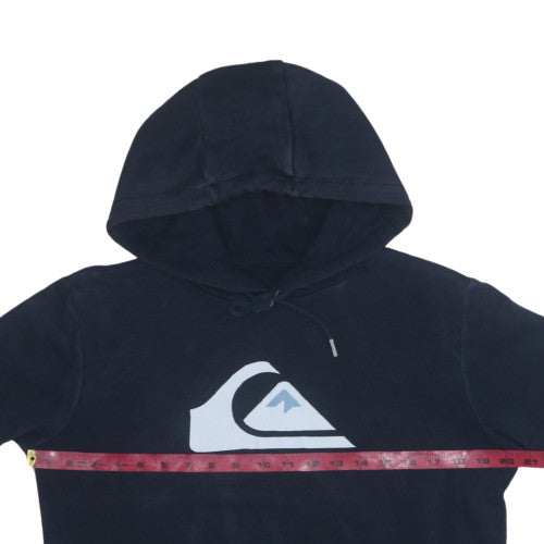 Quiksilver Men Blue Pullover Hoodie XS Regular Fit Logo Design