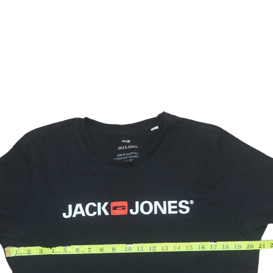 Jack & Jones Mens Black XL Graphic Logo Cotton Crew Neck T-Shirt