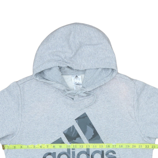 Adidas Mens Grey Pullover Hoodie Size L Regular Fit Logo Fleece