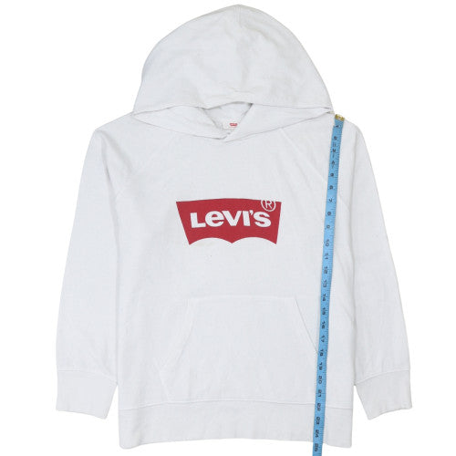 Levi's Men's White Pullover Hoodie M Logo Fleece Sweatshirt