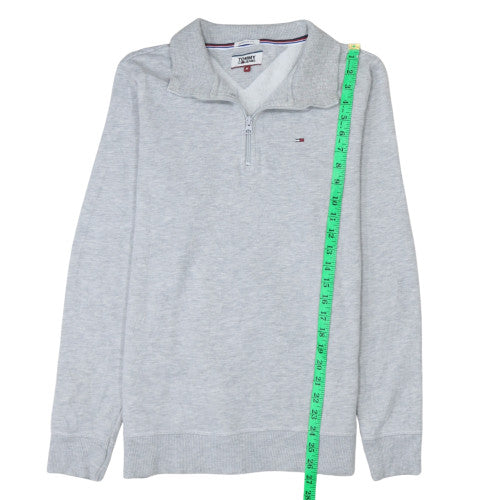 Tommy Jeans Men's Grey Henley 1/2 Zip Sweatshirt Size M