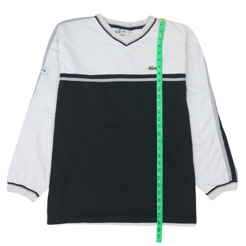 Lacoste Men’s White & Black V-Neck Pullover Sweatshirt M Regular Fit