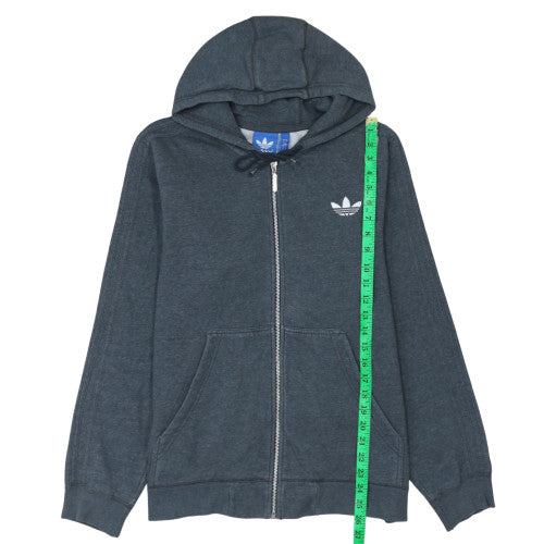Adidas Mens Grey Full Zip Hoodie L Cotton Blend Casual Sweatshirt