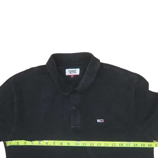 Tommy Jeans Men's Black Polo Shirt L Cotton Logo Classic Fit