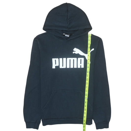 Puma Boys Black Pullover Hoodie 15-16 Years Fleece Logo Sweatshirt