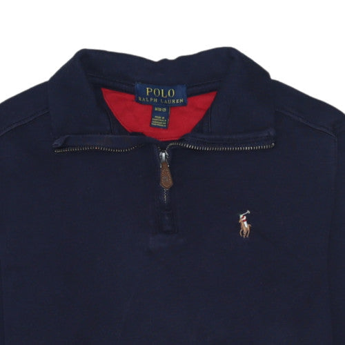 Additional view of Ralph Lauren boys’ navy blue 1/4 zip cotton sweatshirt m (10-12)