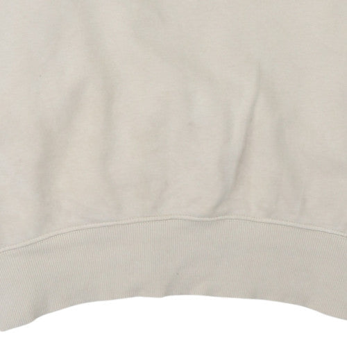 Nike Women Beige Cotton Logo Pullover Sweatshirt Size L