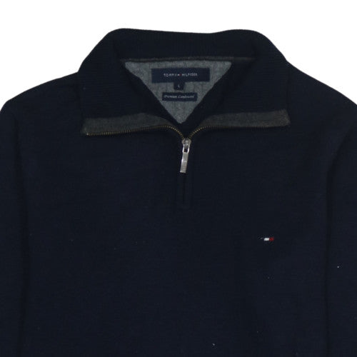 Tommy Hilfiger Men's Navy Lambswool 1/2 Zip Jumper L Classic Fit