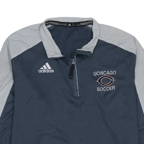 Additional view of Adidas men’s blue grey 1/4 zip pullover sweatshirt uchicago soccer m