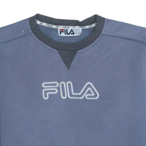 Additional view of Fila men’s blue crew neck pullover sweatshirt, size L