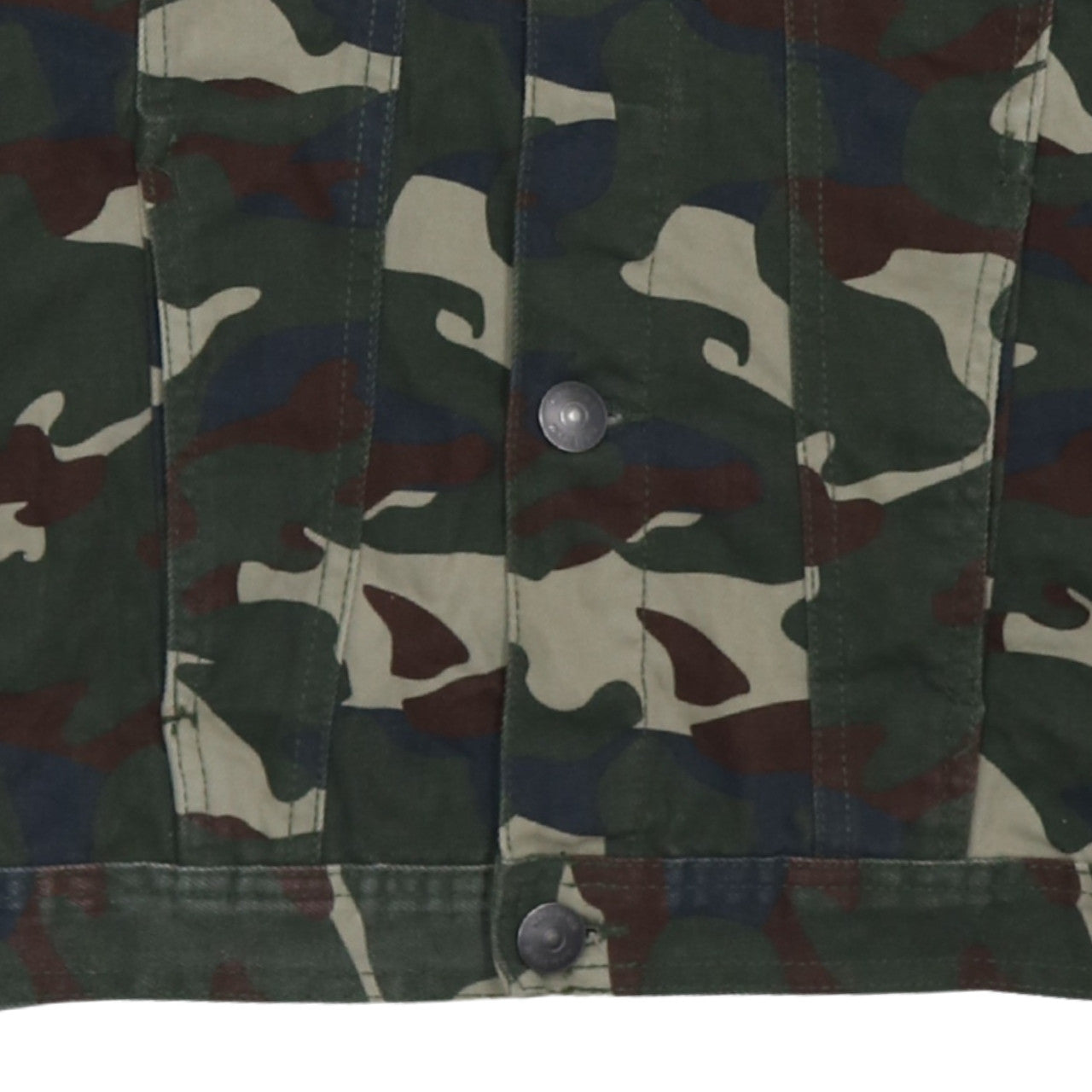 Kiabi Boys Green Camouflage Hooded Button Jacket Size 16 Years