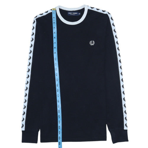 Fred Perry Men's Black XS Crew Neck Long Sleeve Logo Sweatshirt