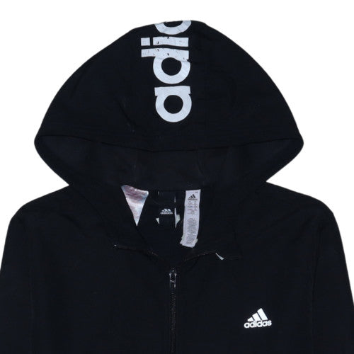 adidas Boys Black Grey Full Zip Hoodie Size 15-16 Years Cotton Blend