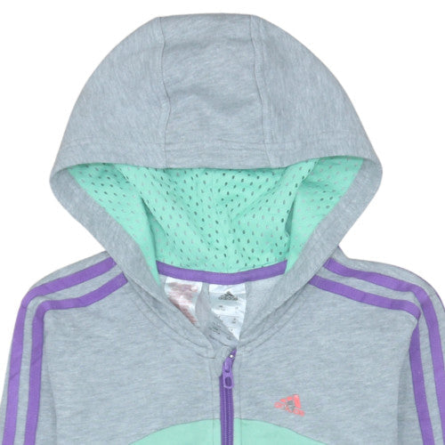 Additional view of Adidas girls’ grey colourblock full zip hoodie age 13-14 years