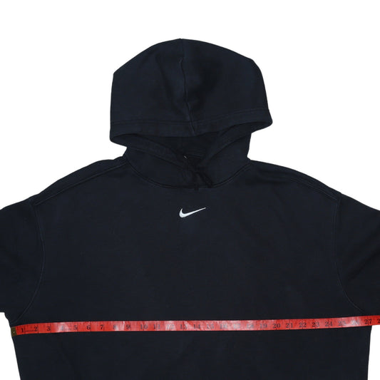 Nike Womens Black Pullover Hoodie L Cotton Blend Logo Casual