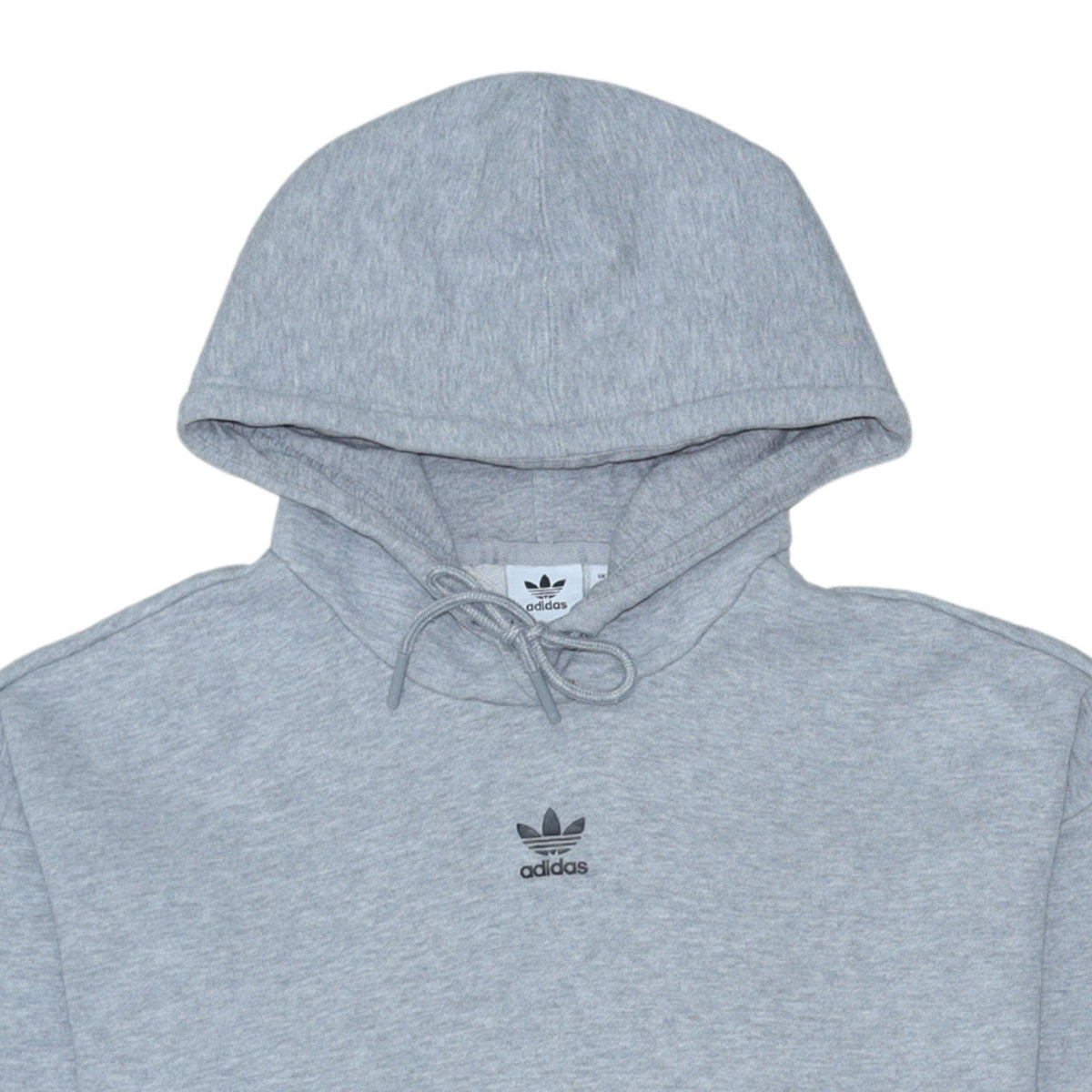 Additional view of Adidas women’s grey hoodie, size UK 8, pullover logo print sweatshirt