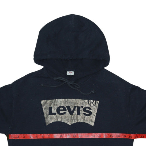 Levi's Womens Black Pullover Hoodie S Logo Print Casual