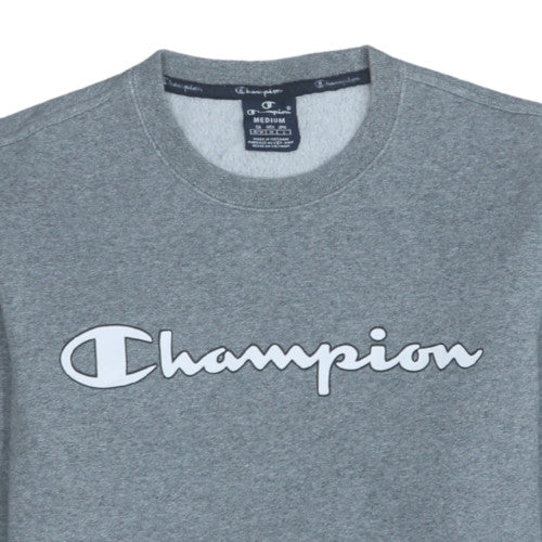 Champion Mens Grey Medium Pullover Sweatshirt Crew Neck Logo Print