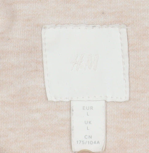 H&M Women Beige Fleece Shacket Jacket L Long Sleeve Collared Top