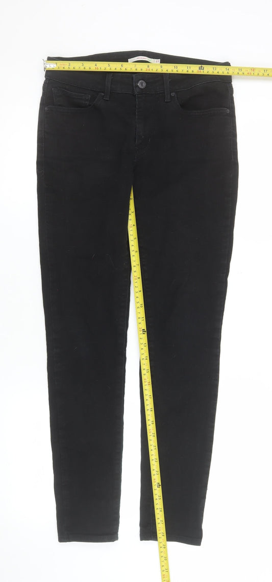 Levi's Women Black 711 Skinny Mid-Rise Stretch Denim Jeans Size 27
