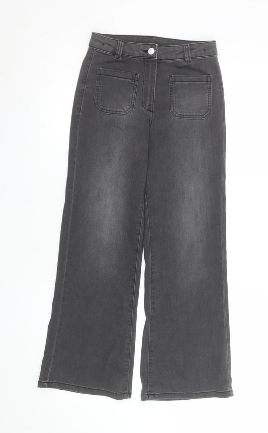 Next Girls Grey Wide-Leg Stretch Jeans 10 Years High Rise Casual