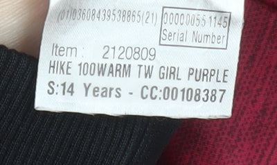 Additional view of Quechua girls’ purple hooded puffer jacket 14 years warm winter coat