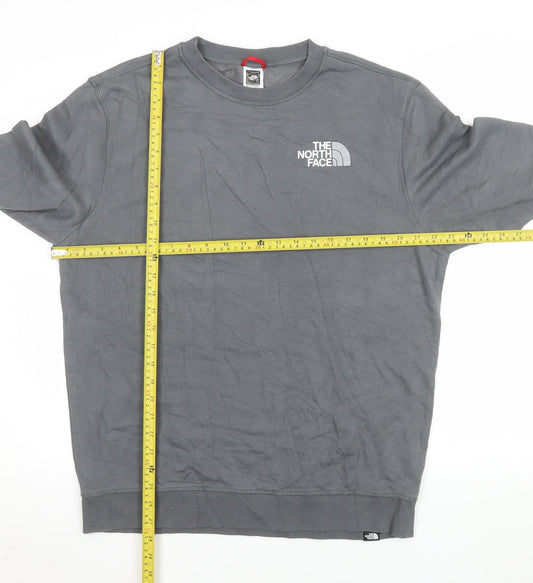 The North Face Mens Grey L Pullover Sweatshirt Crew Neck Logo
