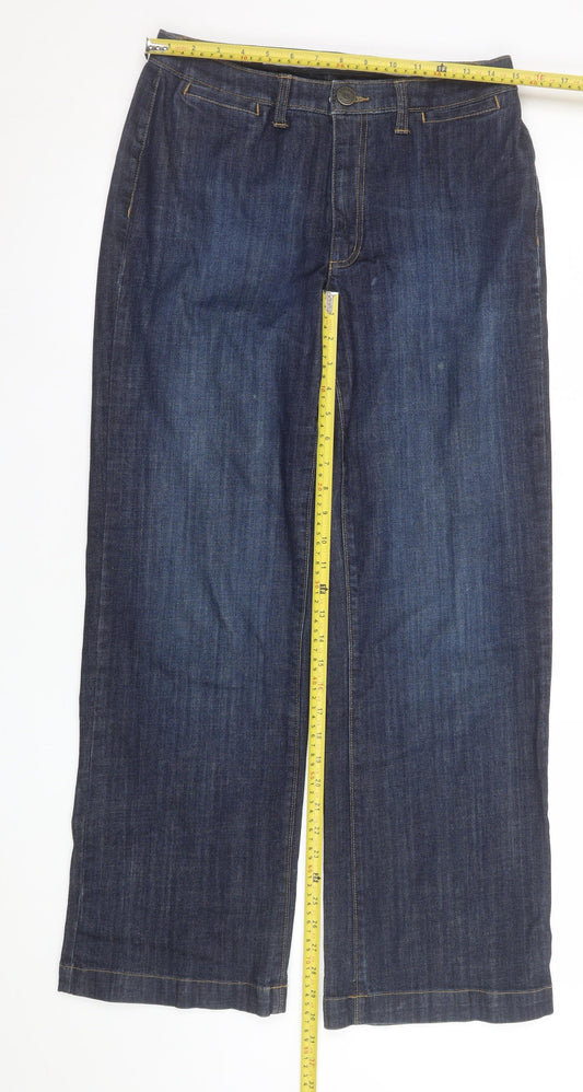 Lands' End Women Blue Size 6P Classic Wide-Leg Denim Jeans