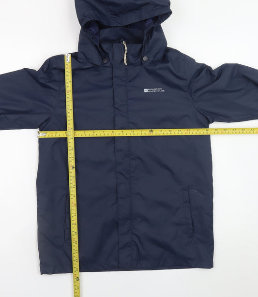 Mountain Warehouse Teens Blue Hooded Water Resistant Rain Coat Jacket Size S