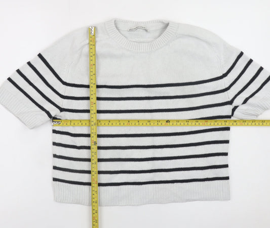 Abercrombie & Fitch Womens White Striped Short Sleeve Jumper XS