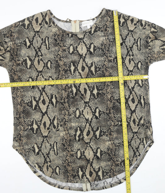 Apricot Womens Brown Snake Print Blouse L 3/4 Sleeve Jersey Top