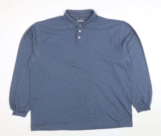 Hawkshead Men’s Blue Long Sleeve Cotton Polo Shirt Size L