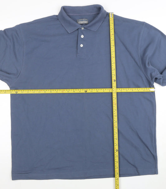 Hawkshead Men’s Blue Long Sleeve Cotton Polo Shirt Size L