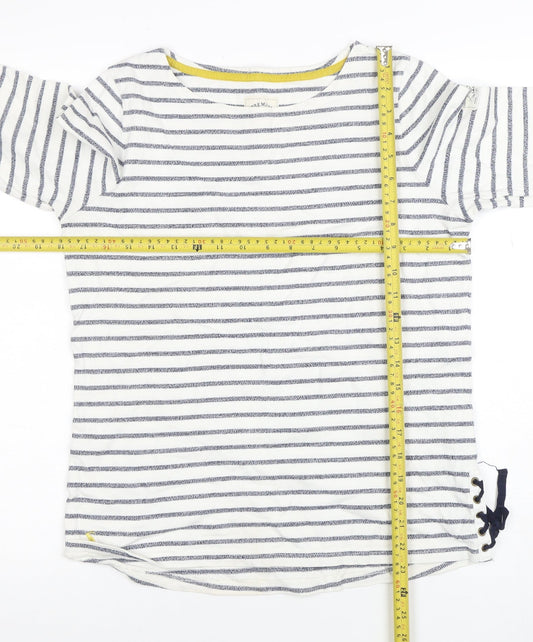 Joules Women's Blue Striped 3/4 Sleeve Boat Neck Cotton Top Size 12