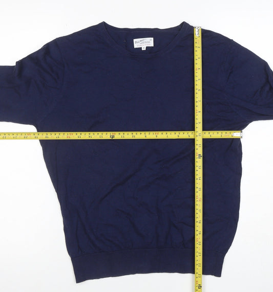 Gant Men's Blue Cotton Crew Neck Pullover Jumper Size S