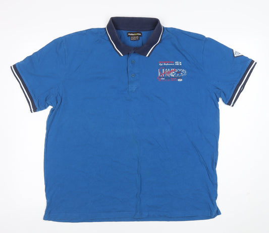 Atlas For Men Blue 2XL Cotton Polo Shirt Short Sleeve