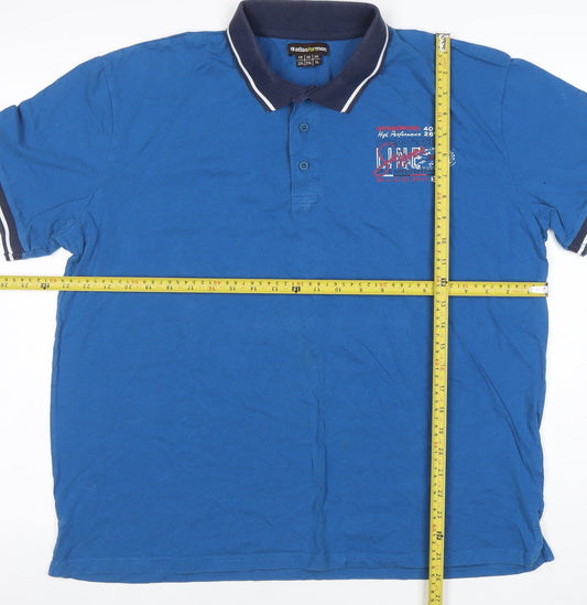 Atlas For Men Blue 2XL Cotton Polo Shirt Short Sleeve