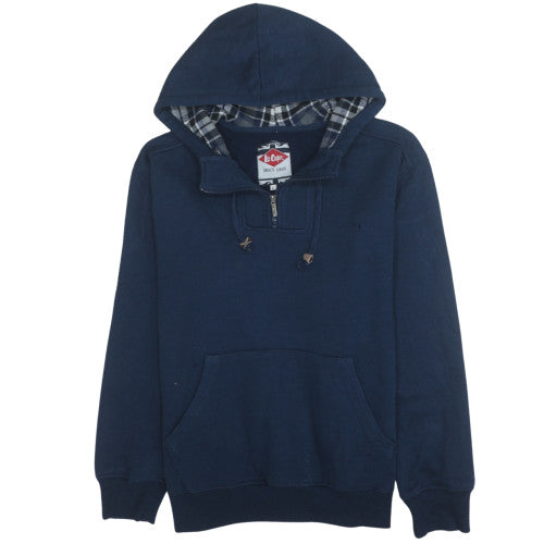Additional front view of Lee Cooper Men's Blue L 1/4 Zip Hooded Sweatshirt Regular Fit