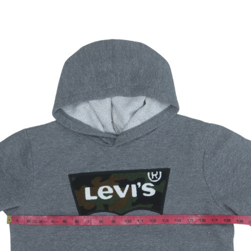 Levi's Boys Grey Pullover Hoodie 16 Years Camo Logo Fleece Sweatshirt