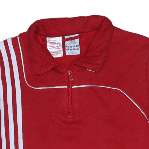 Additional view of Adidas boys’ red 1/2 zip sweatshirt 164cm cotton blend long sleeve