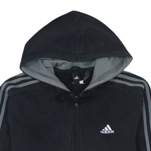 Additional view of Adidas men’s black full zip hoodie, size L, sports fleece sweatshirt