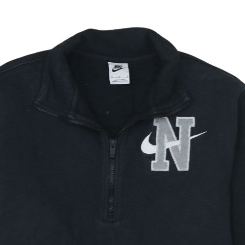 Nike Women's Black Cotton 1/2 Zip Sweatshirt M Embroidered Logo