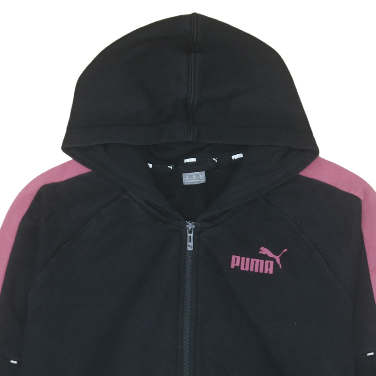 Additional view of Puma women’s black full zip hoodie m colourblock hooded sweatshirt
