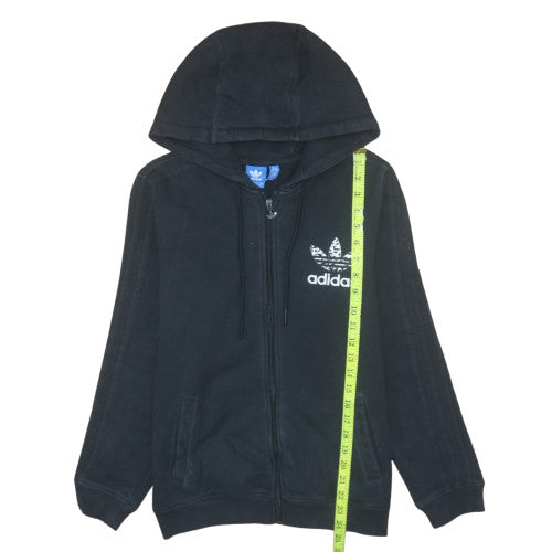 Adidas Womens Black Full Zip Hoodie UK 14 Hooded Sweatshirt
