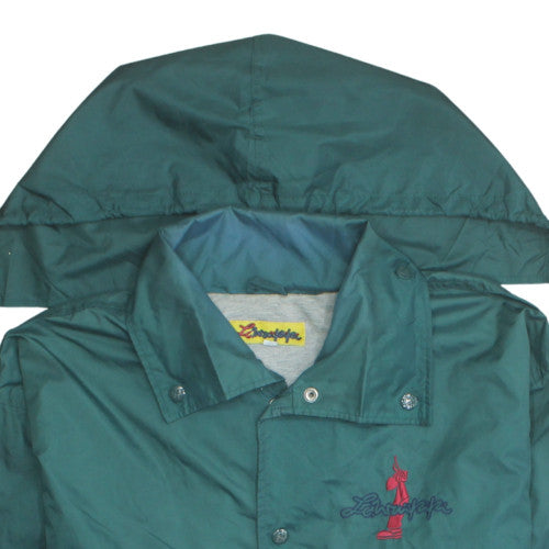 Lawrleki Mens Green Windbreaker Jacket L Hooded Lightweight Retro