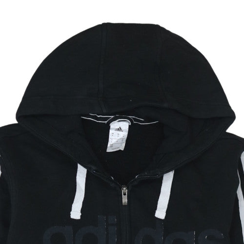 Adidas Men's Black Full Zip Hoodie Medium Logo Fleece Sweatshirt