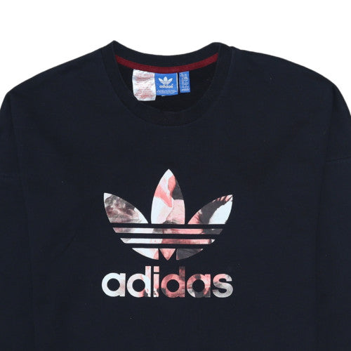 Additional view of Adidas girls’ black floral logo crew neck sweatshirt xl 14-15 years